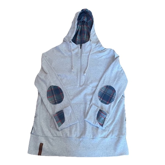 AMPERSAND AVE Other - Ampersand Avenue Womens XXL Pullover Hoodie Plaid Accents Zipper Thumb Holes